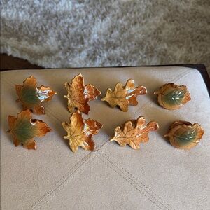 Autumn Leaf Napkin Ring Ceramic - Brown and Green